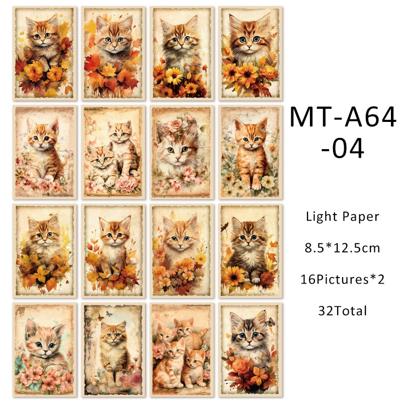 32PCS One Cat One World series material paper