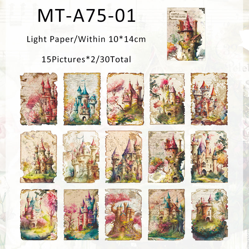 30PCS The castle of Elves series material paper