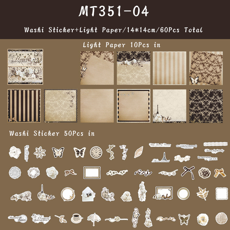 60PCS Hand ledger old items series material paper