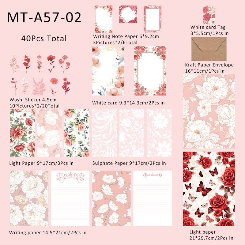 40PCS Flower gift series material paper set