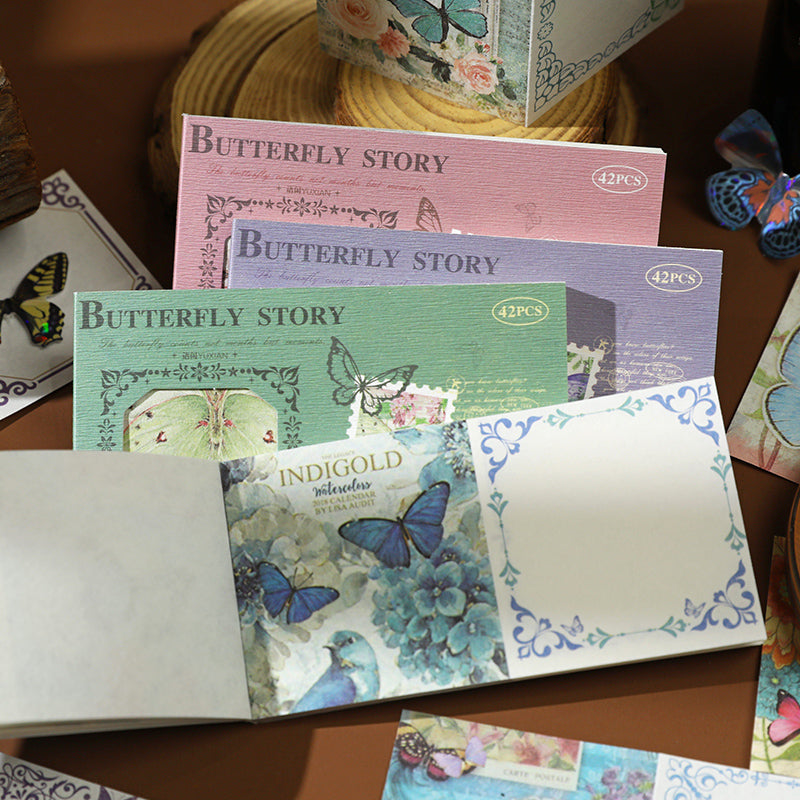 42PCS Vintage Butterfly Dream series material paper