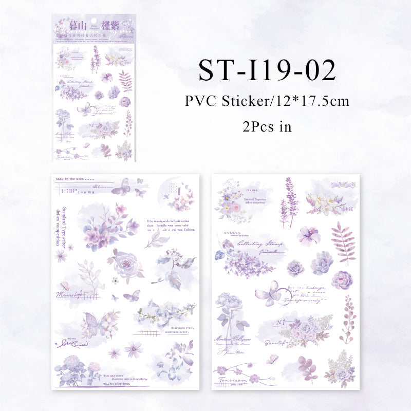 2PCS Floating spring painted flower series transfer sticker