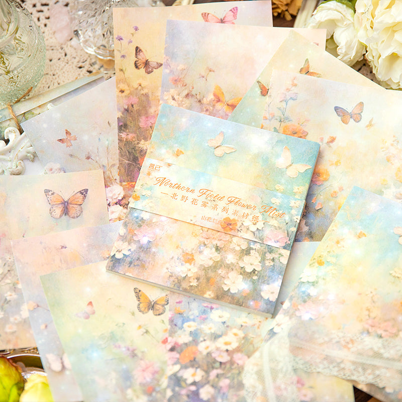 50PCS Kitano flower fog series material paper