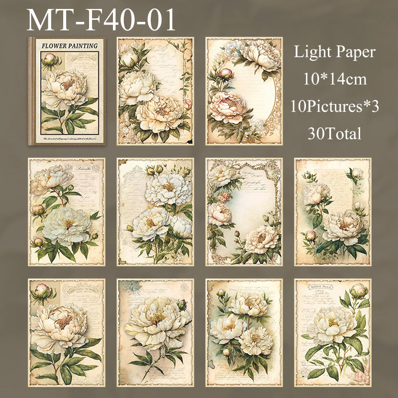 30PCS Floral book series material paper