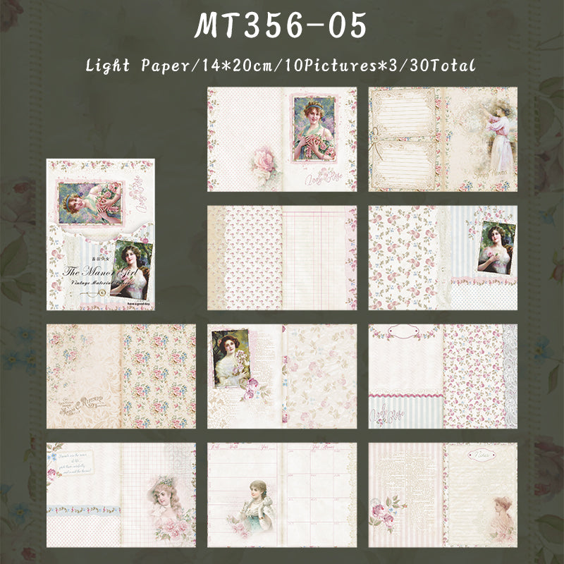 30PCS Manor Girl series material paper