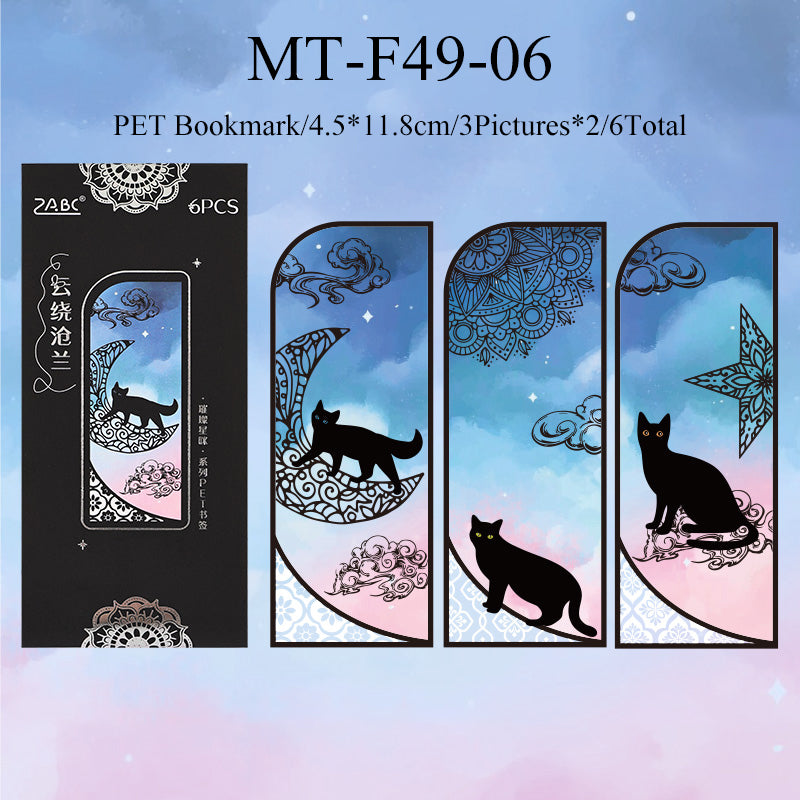 6PCS Shining star cat series bookmark