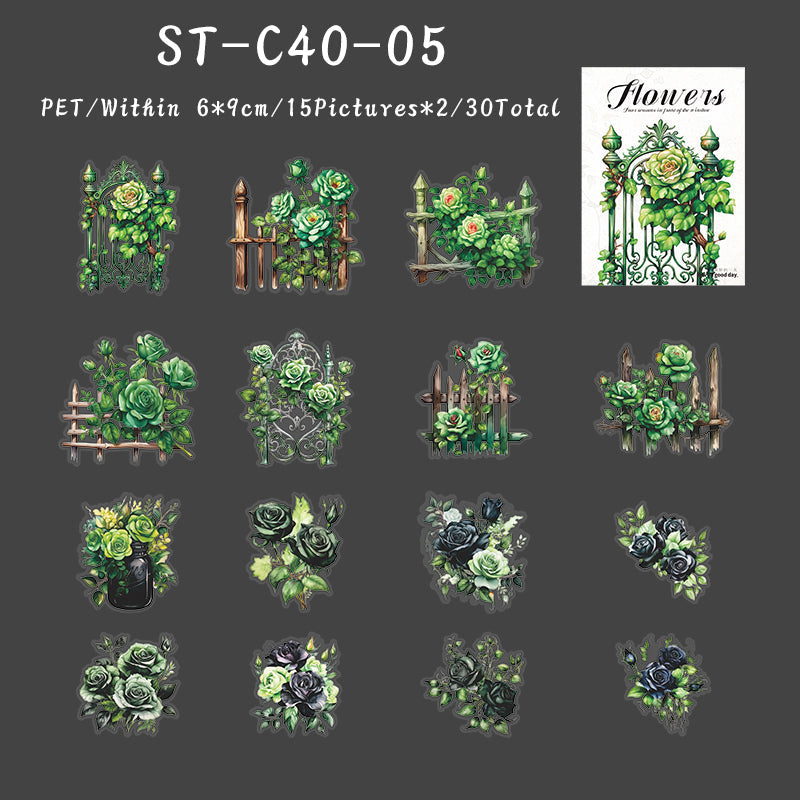 30PCS Four seasons in front of window series sticker