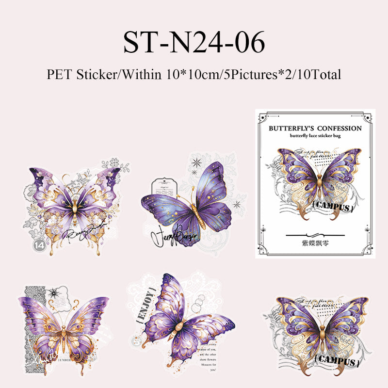 10PCS Confessions of butterflies series sticker