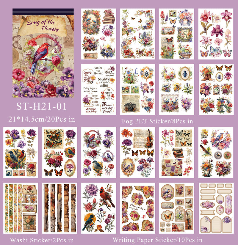 20PCS The flower shadow of time series sticker book