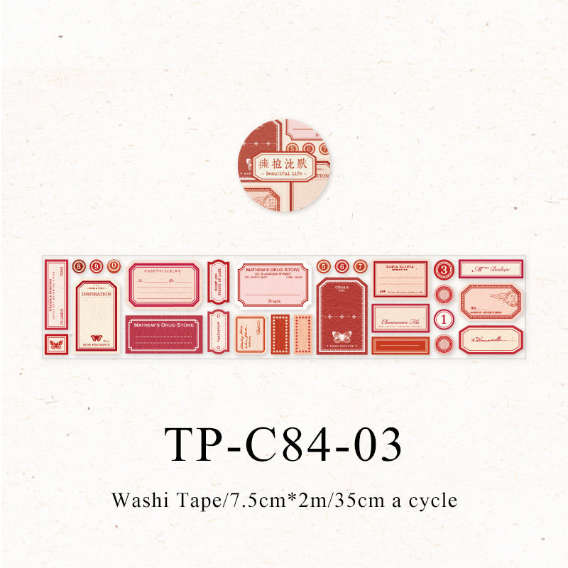 Vintage label notes series washi tape