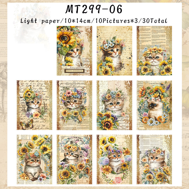 30PCS Garden cat series material paper