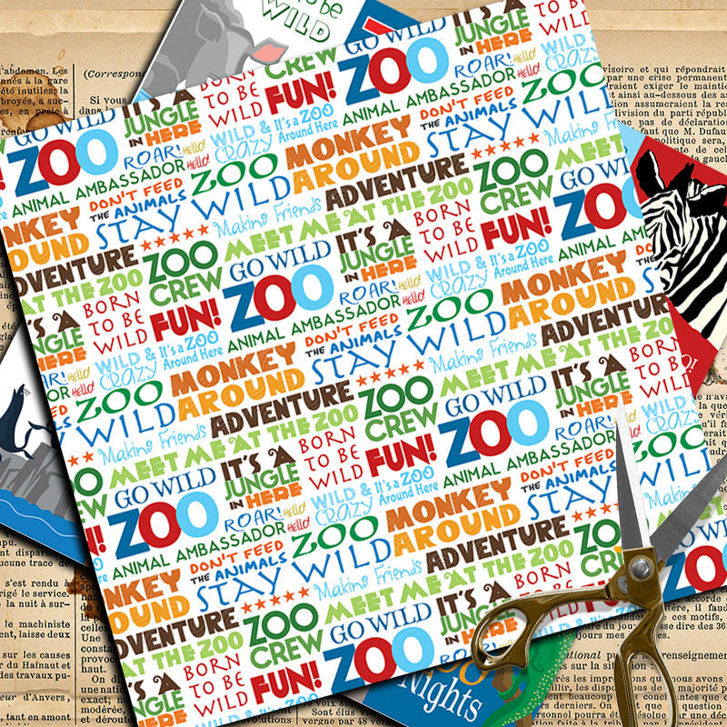 20PCS Zoo Adventure material paper