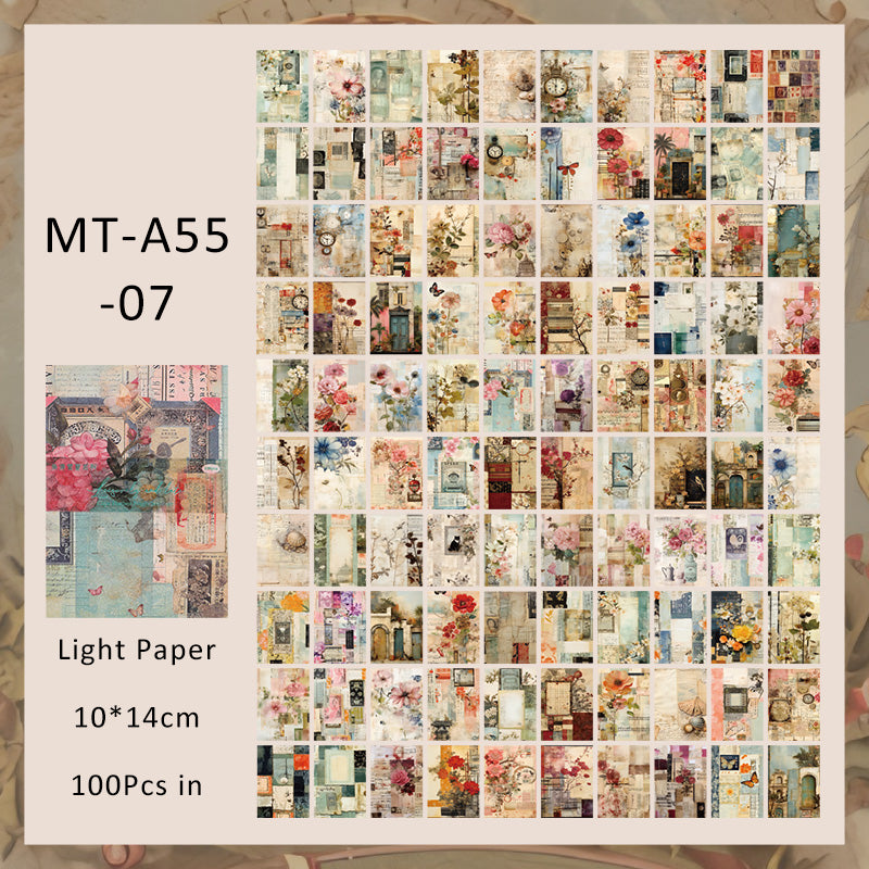 100Sheets Misty Summer series material paper