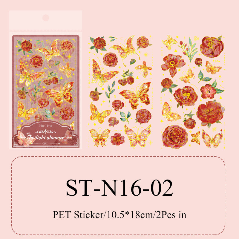 2PCS Butterfly dance flying flower series sticker