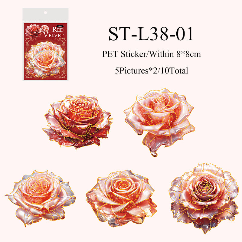 10PCS Ice crystal rose series sticker