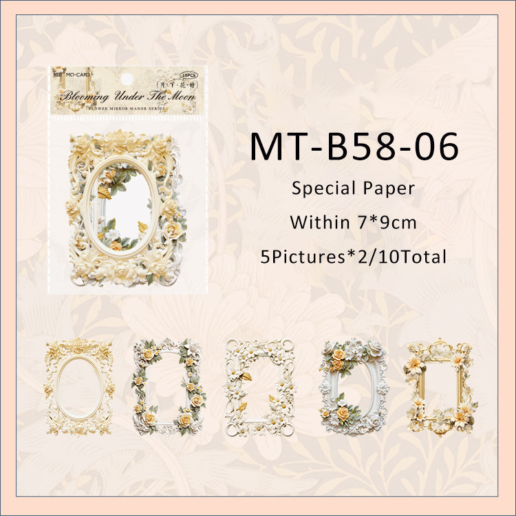 10PCS Flower Mirror Manor series material paper