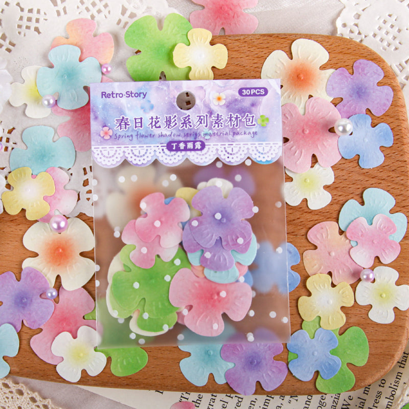 30PCS Spring Flower shadow series material paper