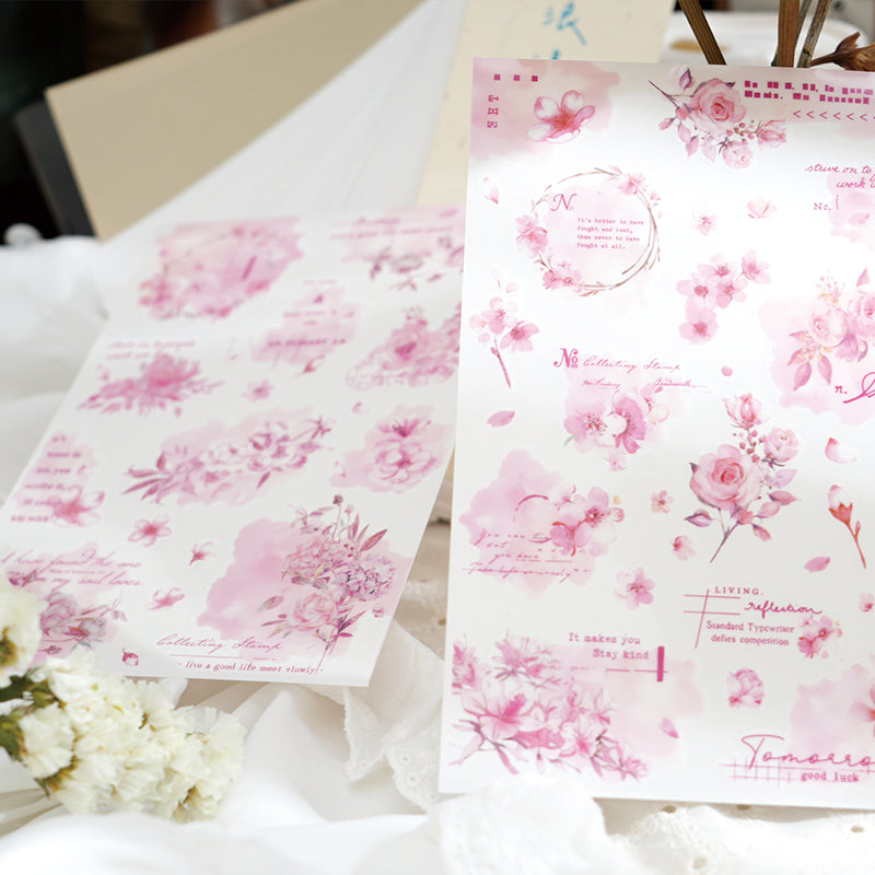 2PCS Floating spring painted flower series transfer sticker