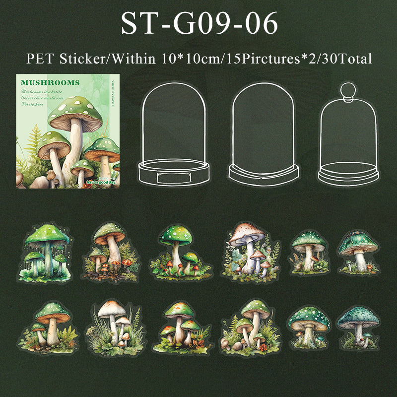 30PCS Mushroom in bottle series sticker