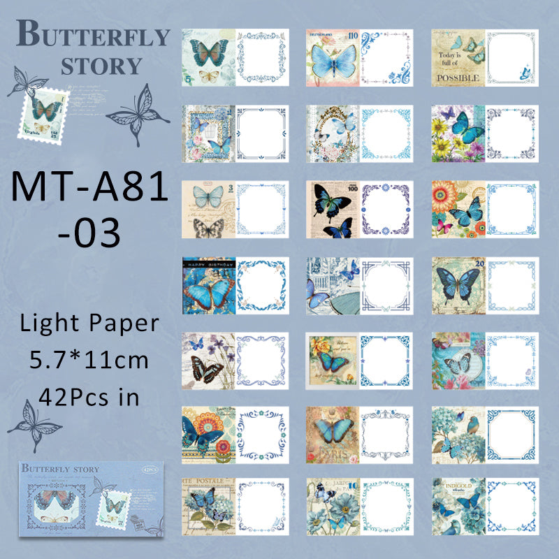 42PCS Vintage Butterfly Dream series material paper