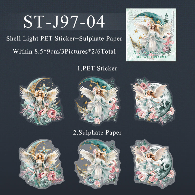 6PCS Dancing under the Moon series sticker