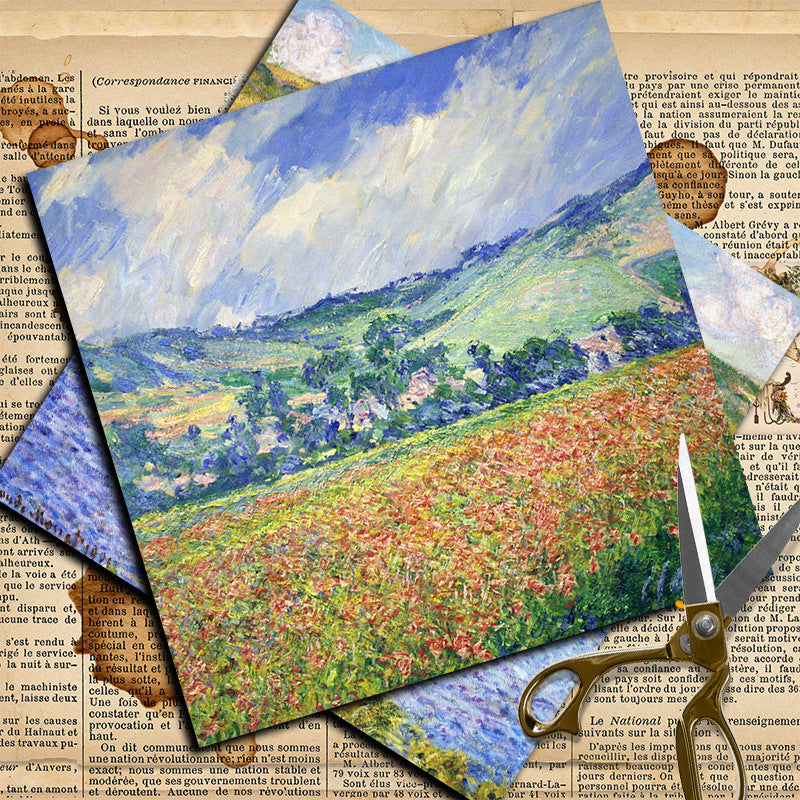 12PCS Landscape painting by Monet material paper