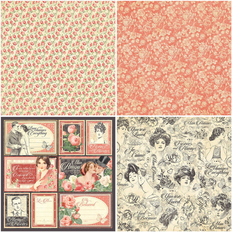 12PCS Retro romance material paper