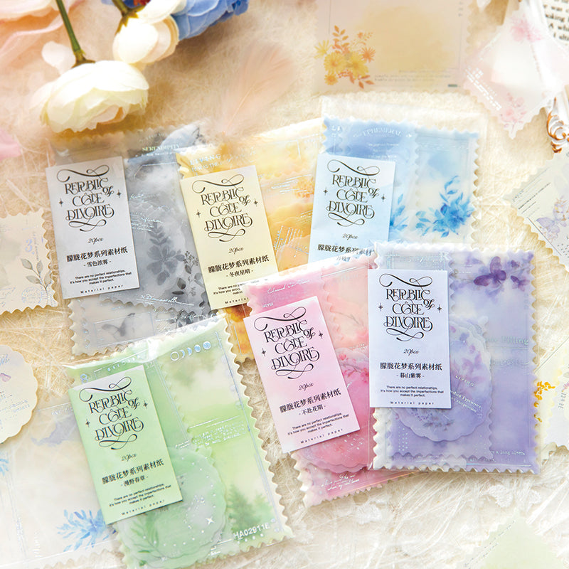 20PCS Misty Flower Dream series material paper