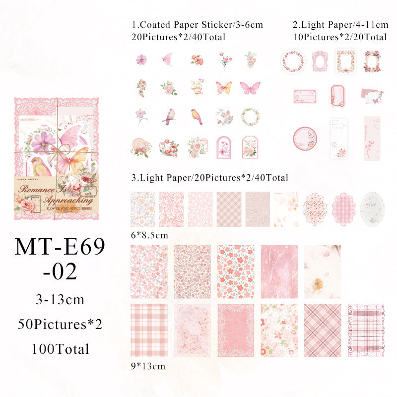 100PCS Flower Post Office series material paper set