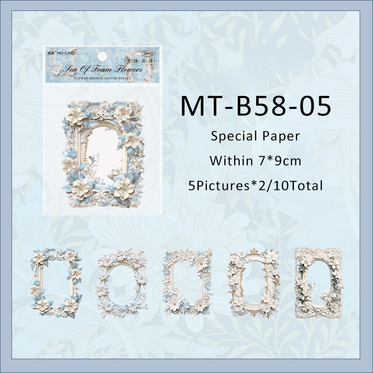 10PCS Flower Mirror Manor series material paper