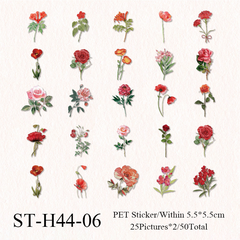 50PCS Flower handbook series sticker