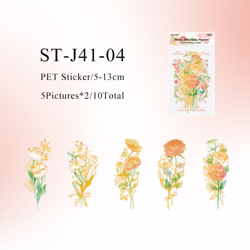 10PCS Flower painting collection series sticker