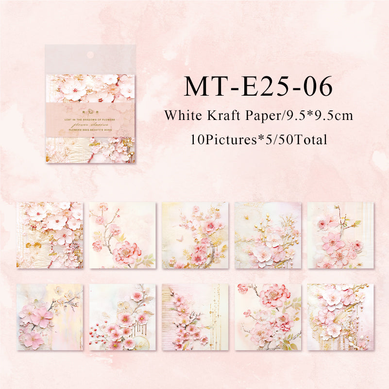 50PCS Flower trace series material paper