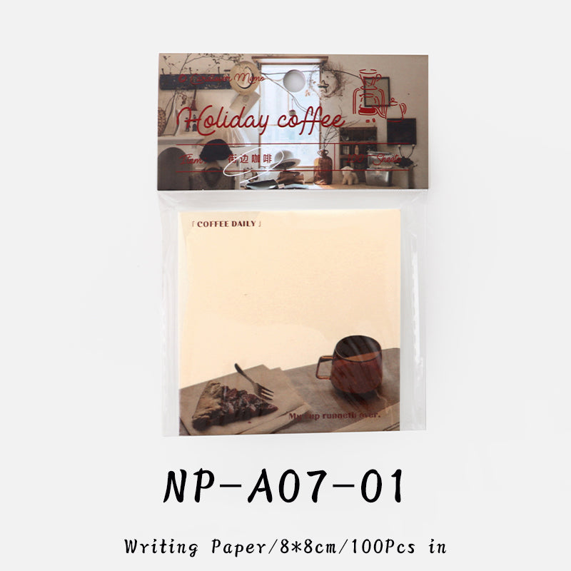 100PCS Coffee Holiday Series note paper