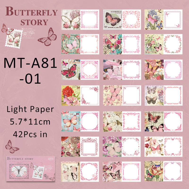 42PCS Vintage Butterfly Dream series material paper