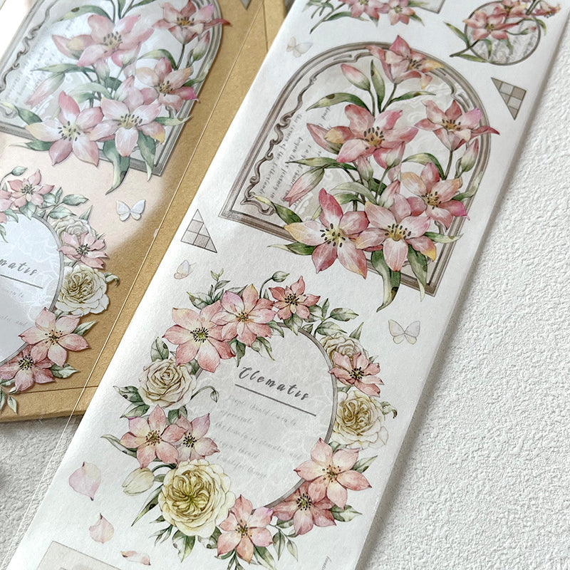 6.5cm*100cm Flower court stationery Washi/PET Tape