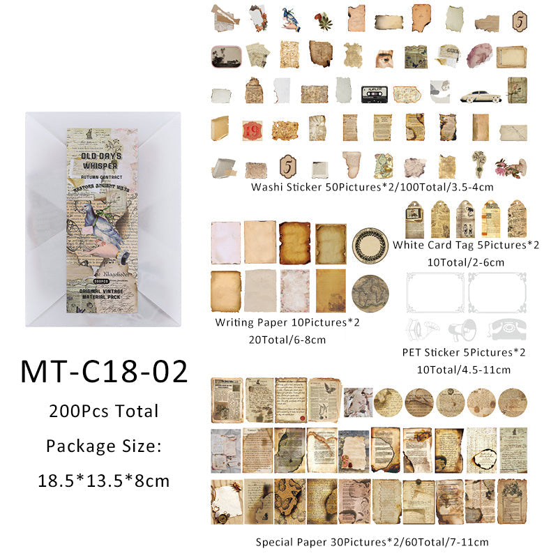 200PCS The Autumn Day contract series material paper set