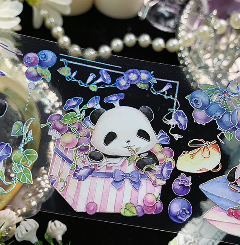 6cm**86cm Panda blueberry PET Laser silver tape