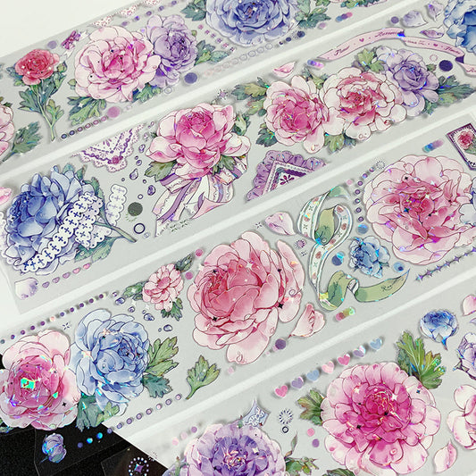 5.5cm*100cm Lacy peony PET Shell light tape