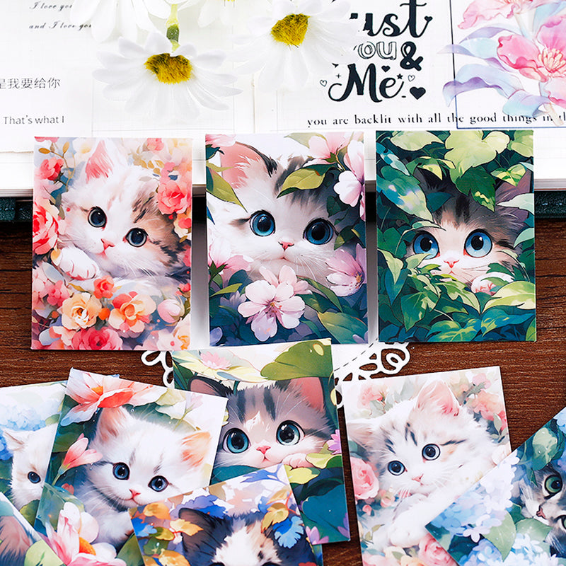 16PCS Flower kitten sticker