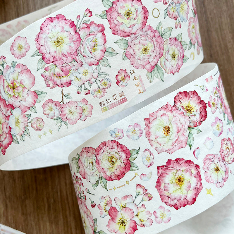 6cm*100cm Pink flower Washi/PET Tape