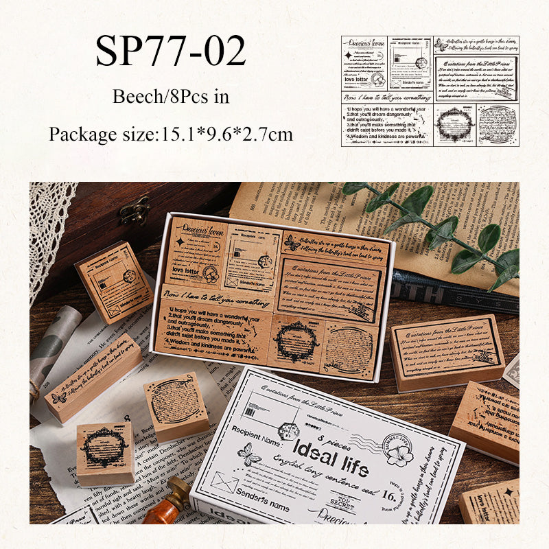 8PCS English track series stamp