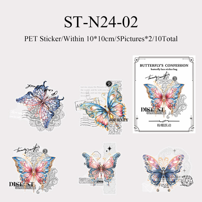 10PCS Confessions of butterflies series sticker