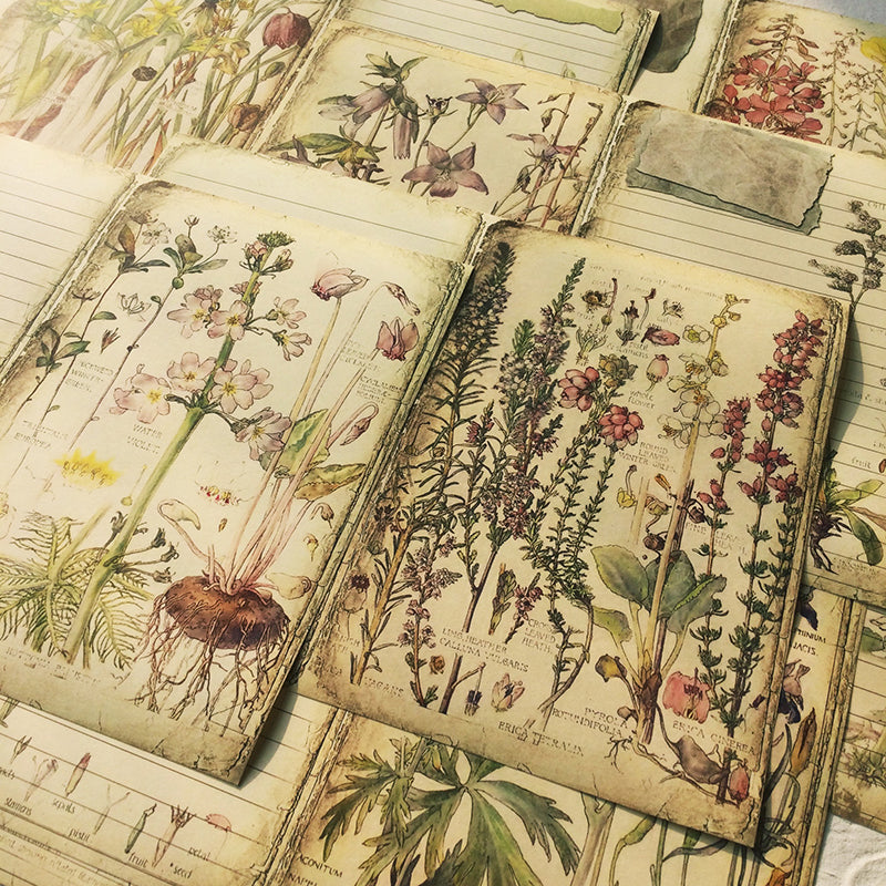 10PCS Vintage floral plant material paper