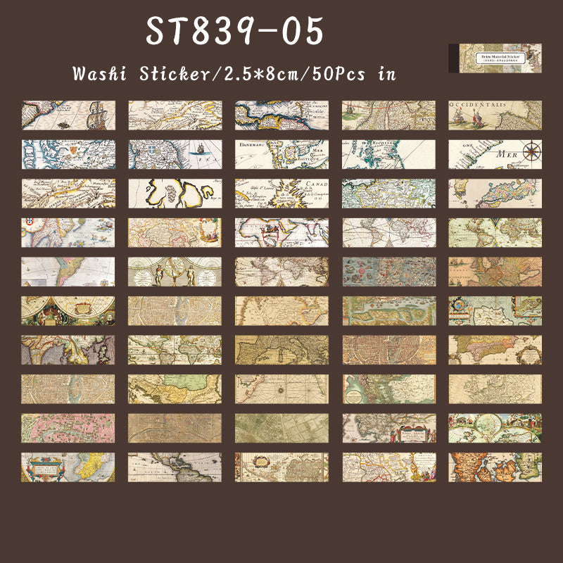 50PCS Nature Map series sticker