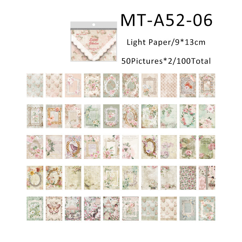 100Sheets Girl flower mirror series material paper