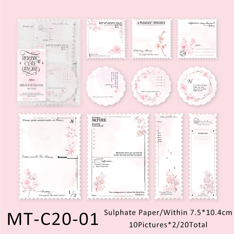 20PCS Misty Flower Dream series material paper