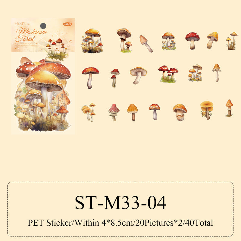 40PCS Mushroom forest series sticker