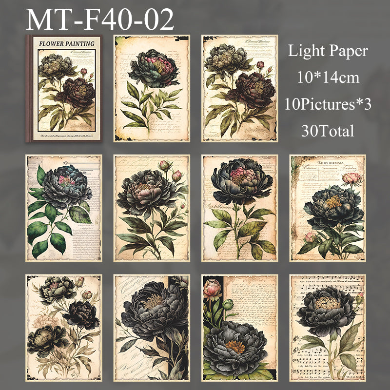 30PCS Floral book series material paper