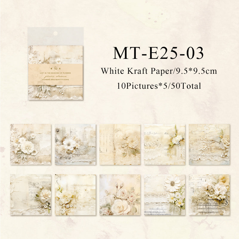 50PCS Flower trace series material paper